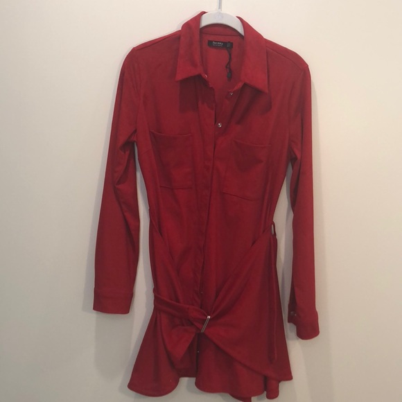 Bershka | Dresses | Bershka Suede Mini Red Dress S | Poshmark